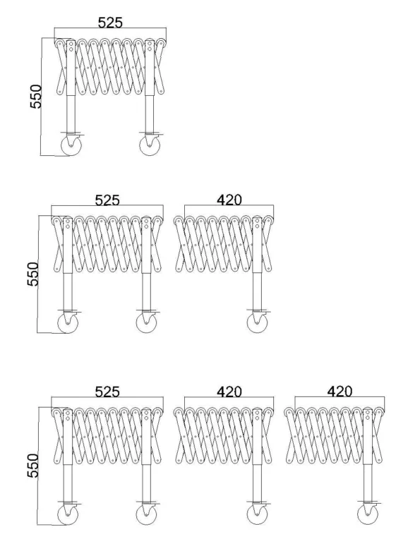 Powered Roller Conveyor - O-shaped Belt Driven - 1500 mm-Section - Dimension Drawing