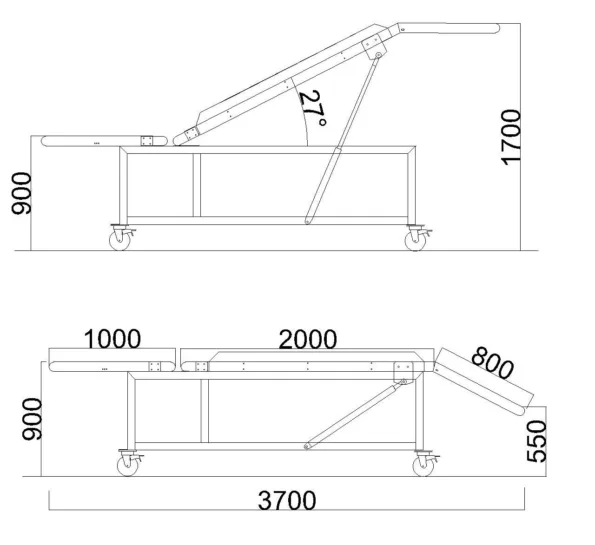 Hydraulic Conveyor - Micro - 3700 mm Length - Dimension Drawing