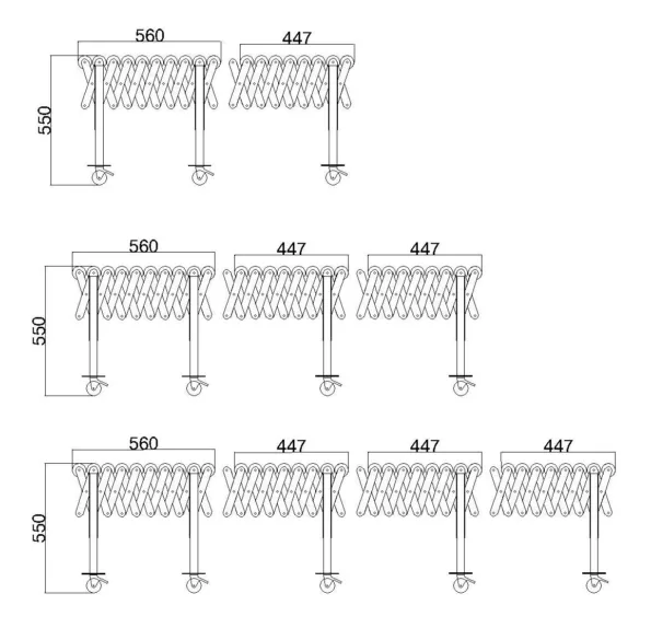 Powered Rubber Roller Conveyor - Multi-wedge Belt Driven - 1100 mm-Section - Dimension Drawing
