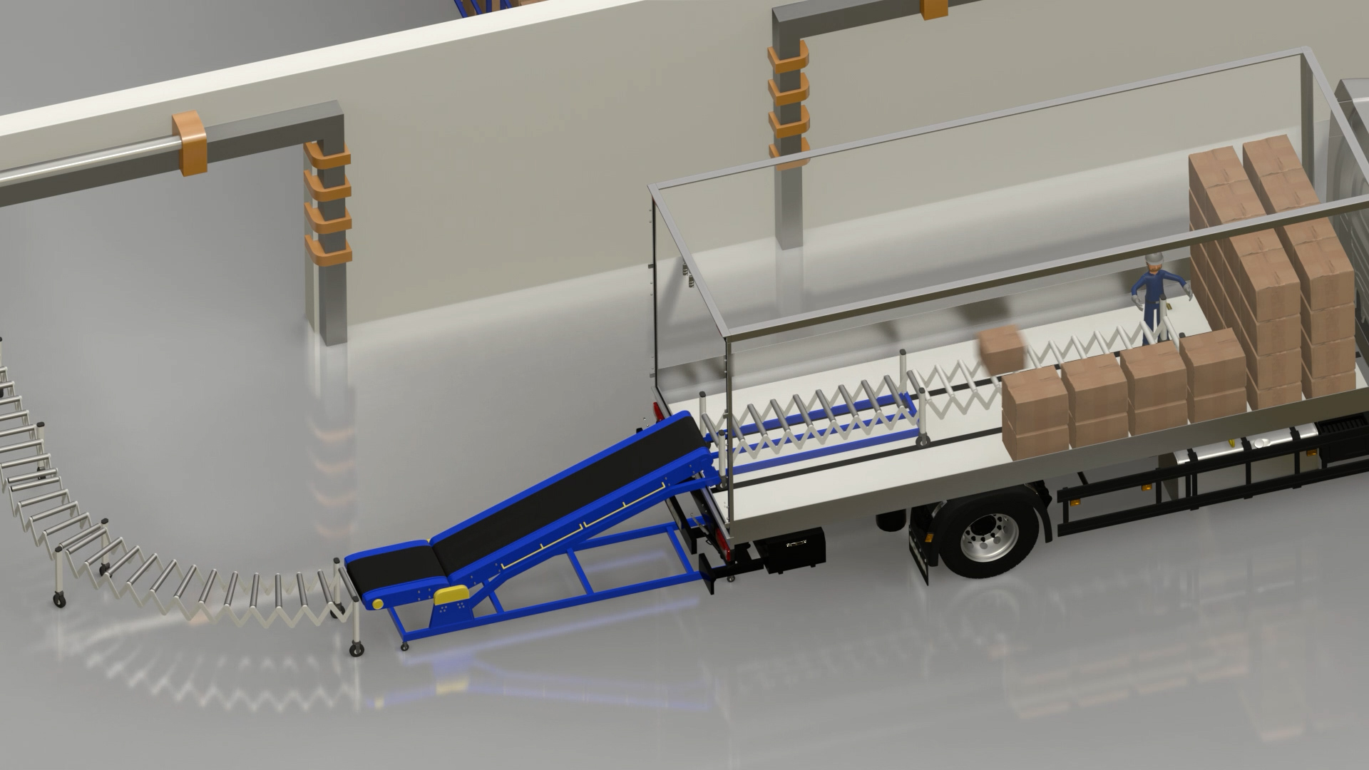 2025.02.14 - Loading and Unloading Solution with Roller Conveyor and Hydraulic Conveyor